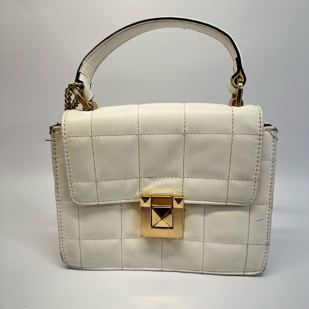 ALDO Palmata Top Handle Bag - Bone White/Gold